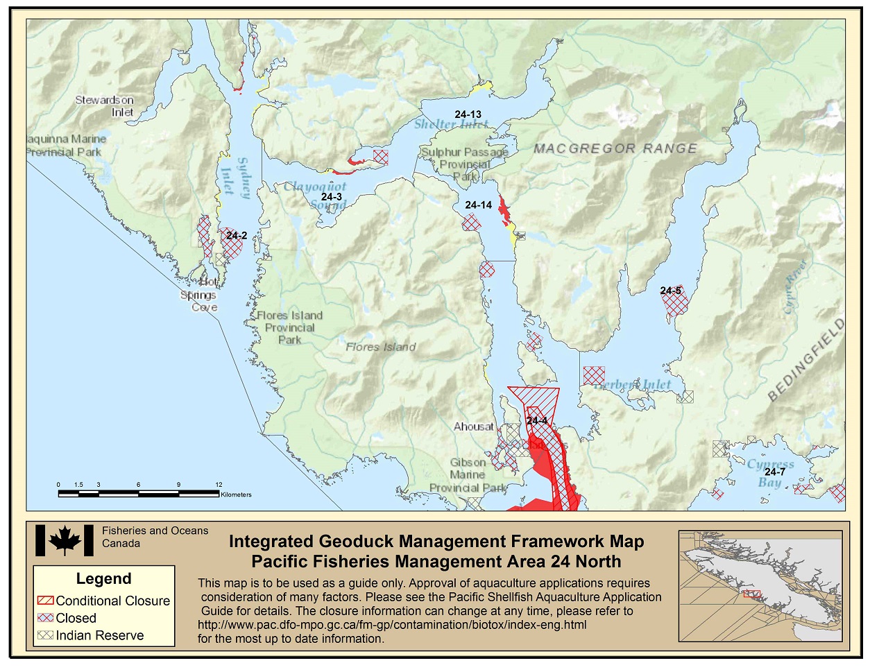 Map: Pacific Region Fisheries Management Area 24 North