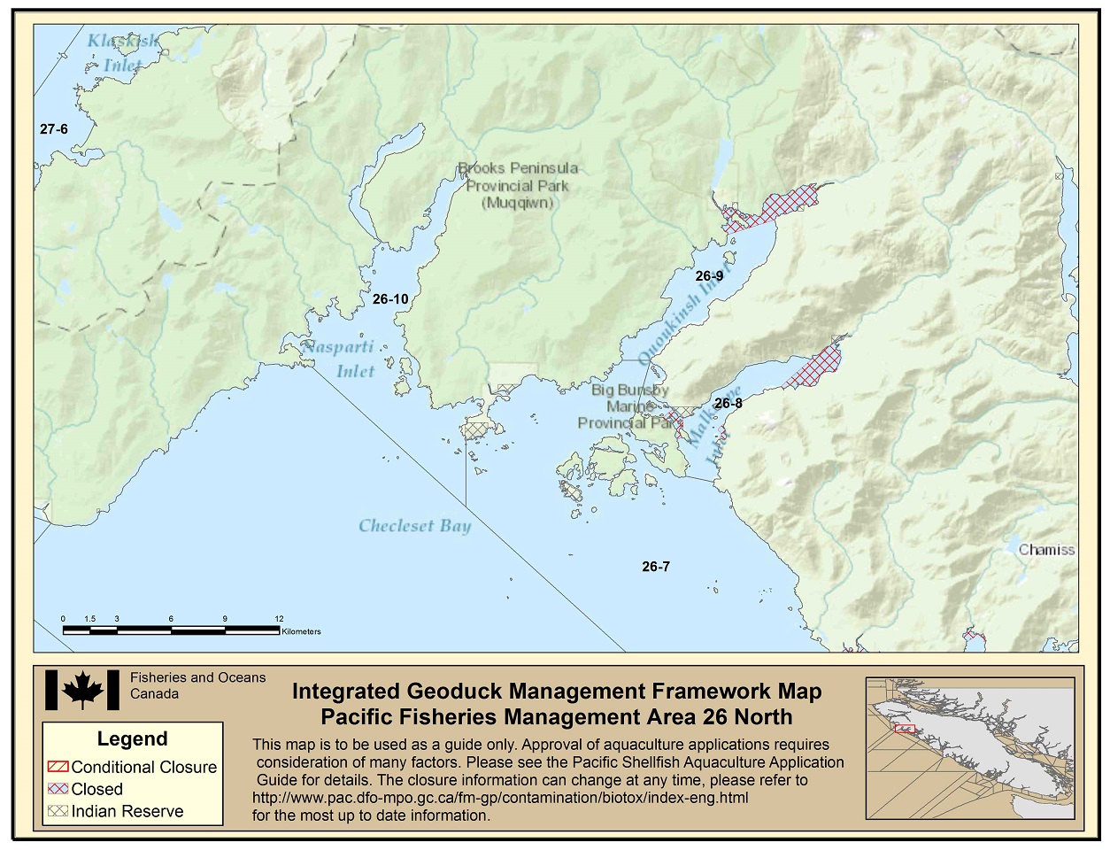 Map: Pacific Region Fisheries Management Area 26 North