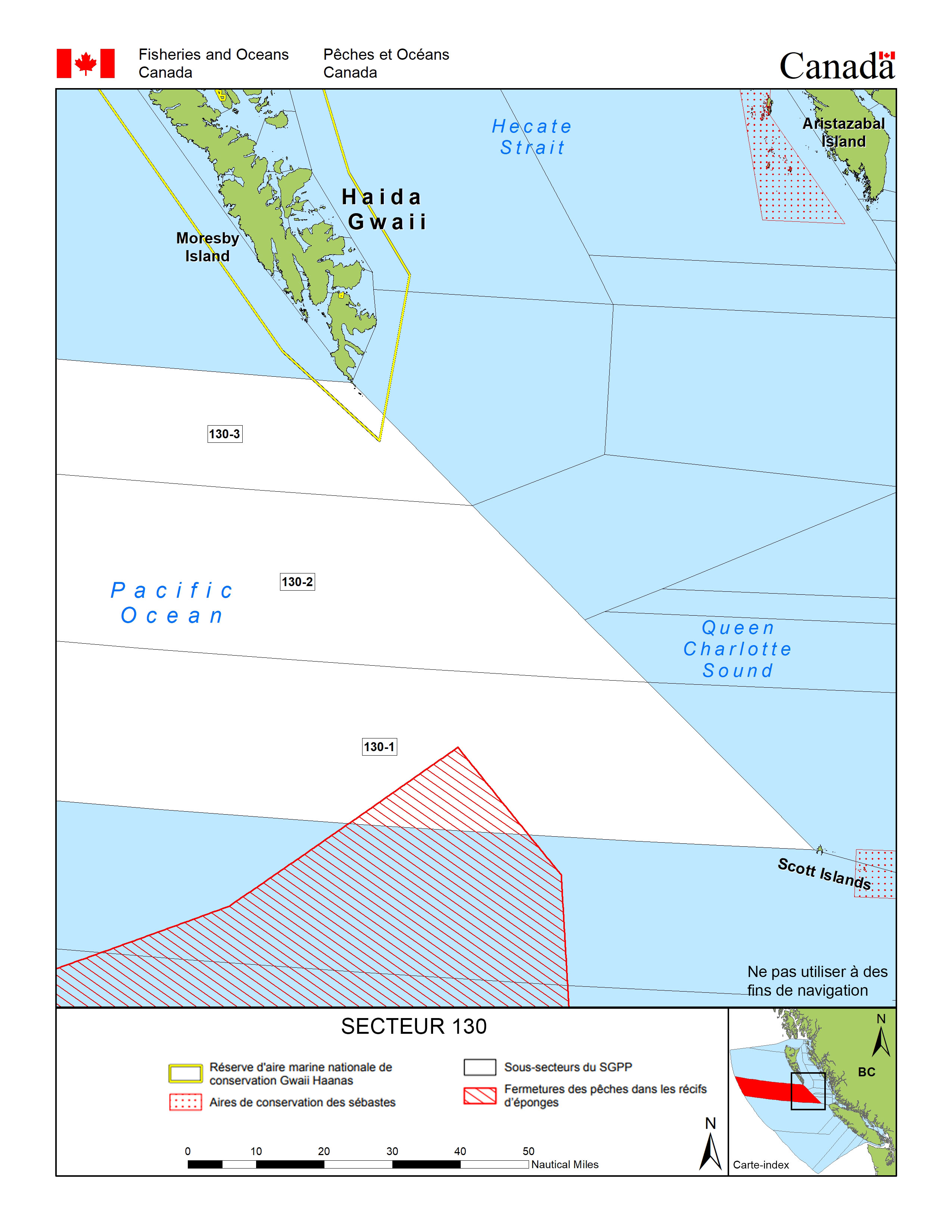 Carte: Secteur de gestion des pêches 130
