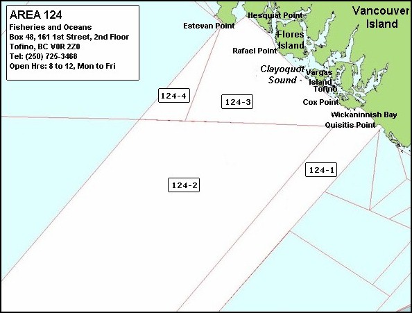 Management Area 124 Pacific Region The map below shows the Subareas 