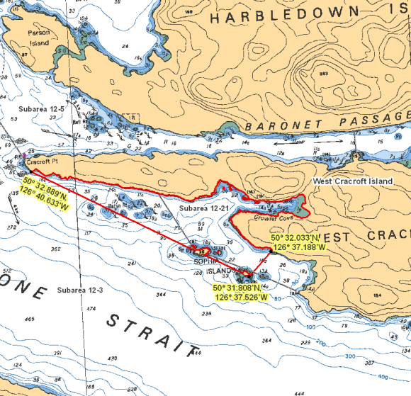 Map - Cracroft Point South – Sophia Islands