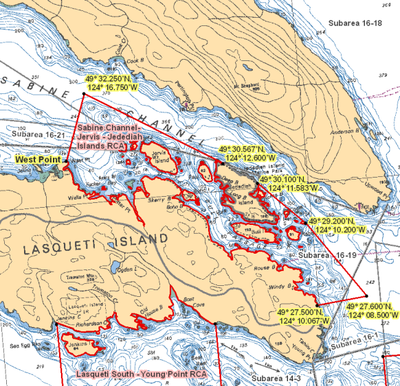 Map - Sabine Channel - Jervis - Jedediah Islands