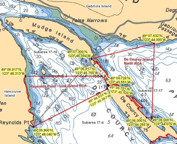 Map - De Courcy Island North and Reynolds Point - Link Island