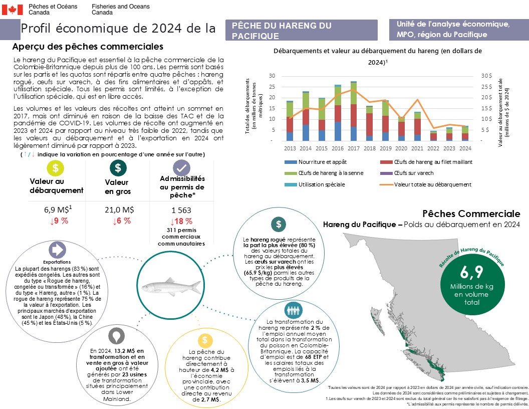 Profil économique de la pêche du hareng du Pacifique en 2024, aperçu des pêches commerciales