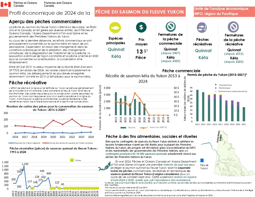 Profil économique de la pêche du saumon du fleuve Yukon en 2024, aperçu des pêches commerciales