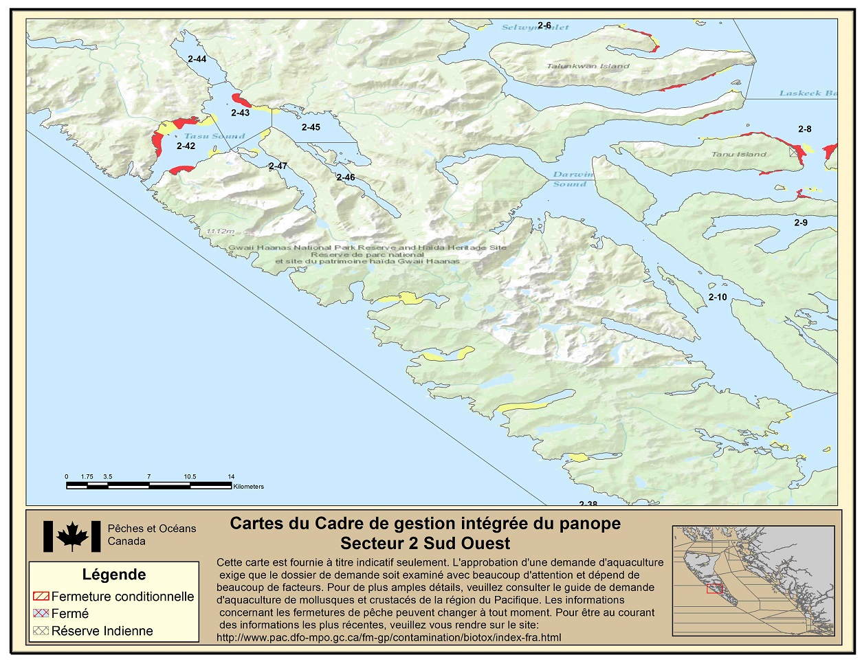 Map: Pacific Region Fisheries Management Area 2 South West