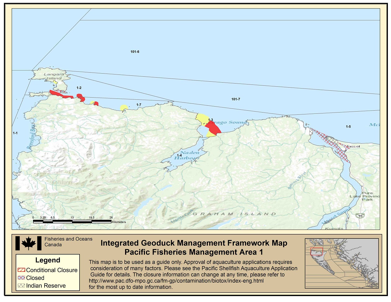 Map: Pacific Region Fisheries Management Area 1