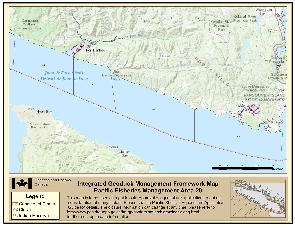 Map: Pacific Region Fisheries Management Area 20