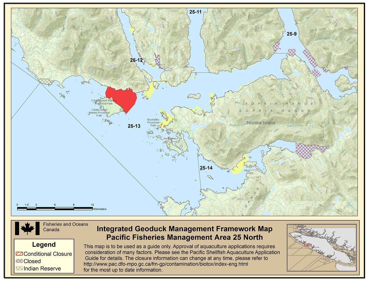 Map: Pacific Region Fisheries Management Area 25 North