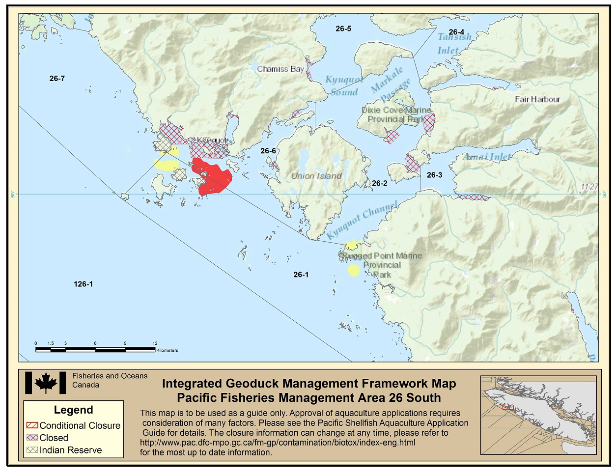 Map: Pacific Region Fisheries Management Area 26 South