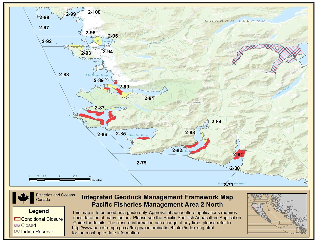Map: Pacific Region Fisheries Management Area 2 North