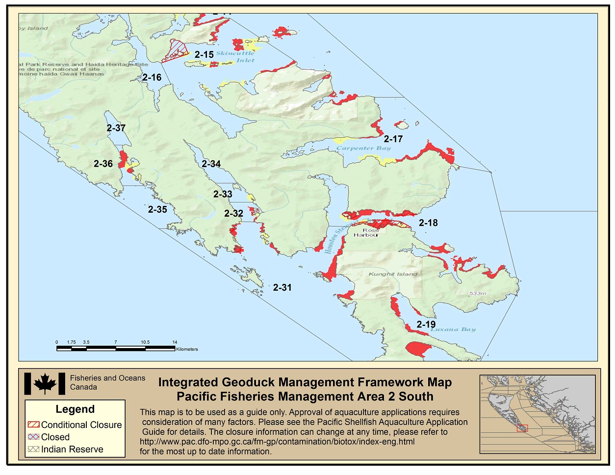 Map: Pacific Region Fisheries Management Area 2 South