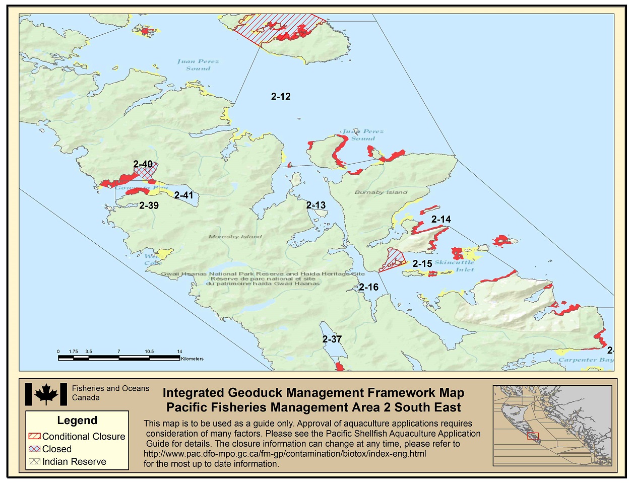 Map: Pacific Region Fisheries Management Area 2 South East