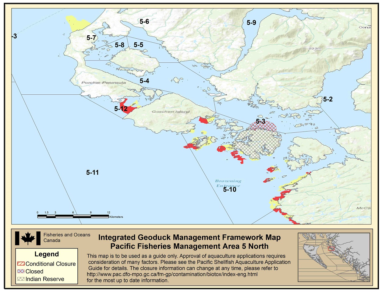 Map: Pacific Region Fisheries Management Area 5 North