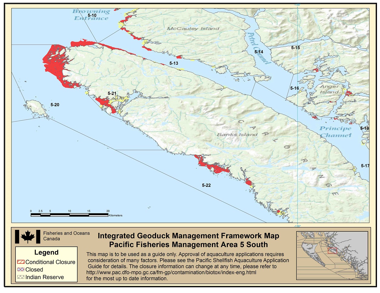 Map: Pacific Region Fisheries Management Area 5 South