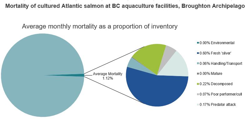 Mortality of cultured Atlantic salmon at BC aquaculture facilities, Broughton Archipelago