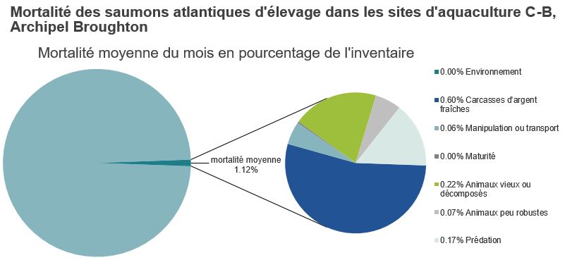 Mortalité des saumons atlantiques d'élevage dans les sites d'aquaculture C-B, Archipel Broughton