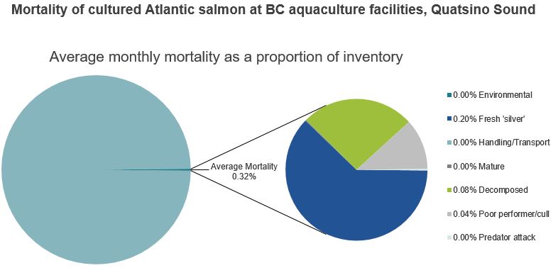 Mortality of cultured Atlantic salmon at BC aquaculture facilities, Quatsino Sound