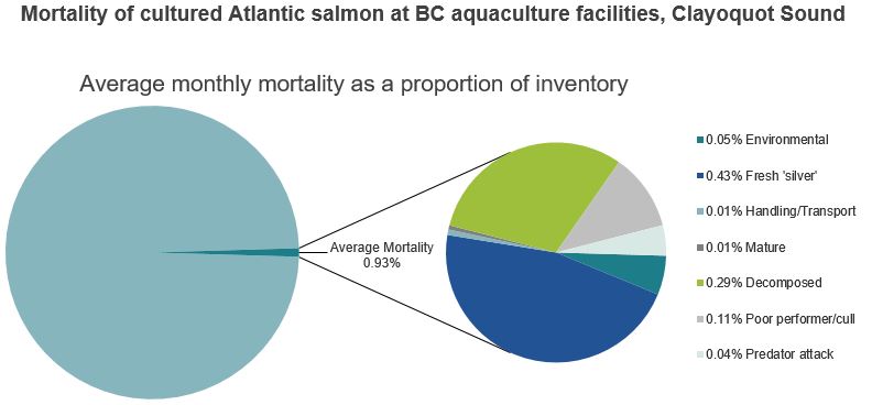 Mortality of cultured Atlantic salmon at BC aquaculture facilities, Clayoquot Sound
