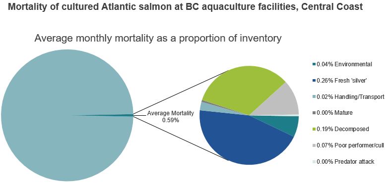 Mortality of cultured Atlantic salmon at BC aquaculture facilities, Central Coast