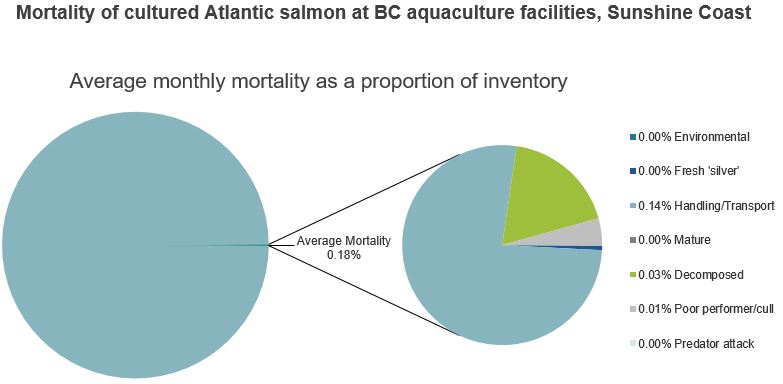 Mortality of cultured Atlantic salmon at BC aquaculture facilities, Sunshine Coast