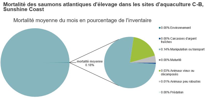 Mortalité des saumons atlantiques d'élevage dans les sites d'aquaculture C-B, Sunshine Coast