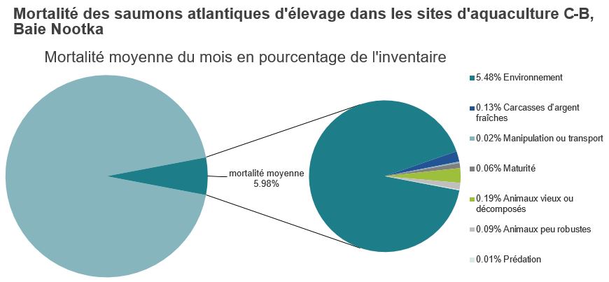 Mortalité des saumons atlantiques d'élevage dans les sites d'aquaculture C-B, Baie Nootka