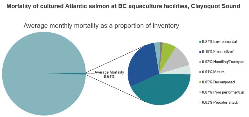 Mortality of cultured Atlantic salmon at BC aquaculture facilities, Clayoquot Sound