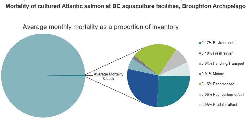 Mortality of cultured Atlantic salmon at BC aquaculture facilities, Broughton Archipelago