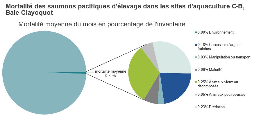 Mortalité des saumons pacifiques d'élevage dans les sites d'aquaculture C-B, Baie Clayoquot