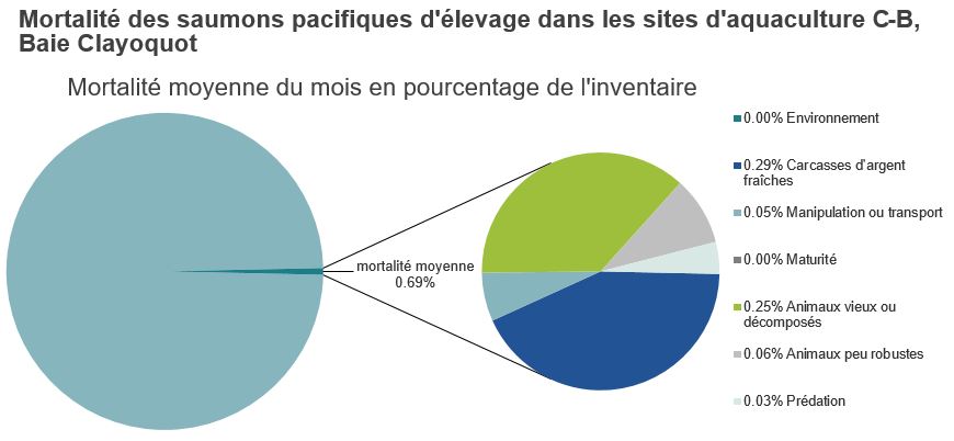 Mortalité des saumons pacifiques d'élevage dans les sites d'aquaculture C-B, Baie Clayoquot