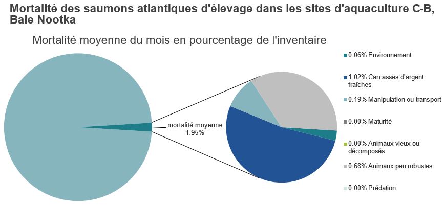 Mortalité des saumons atlantiques d'élevage dans les sites d'aquaculture C-B, Baie Nootka