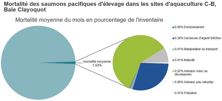 Mortalité des saumons pacifiques d'élevage dans les sites d'aquaculture C-B, Baie Clayoquot
