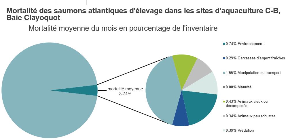 Mortalité des saumons atlantiques d'élevage dans les sites d'aquaculture C-B, Baie Clayoquot