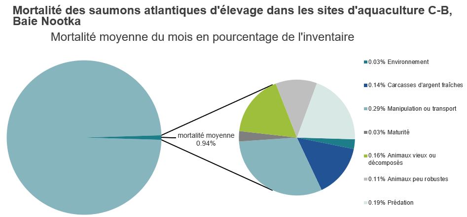 Mortalité des saumons atlantiques d'élevage dans les sites d'aquaculture C-B, Baie Nootka
