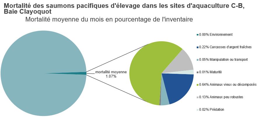 Mortalité des saumons pacifiques d'élevage dans les sites d'aquaculture C-B, Baie Clayoquot