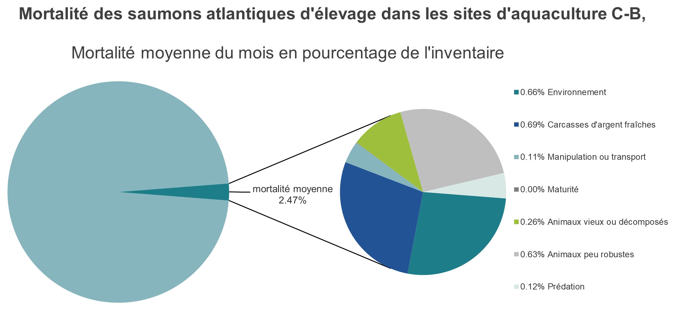 Mortalité des saumons atlantiques d'élevage dans les sites d'aquaculture C-B, Baie Clayoquot