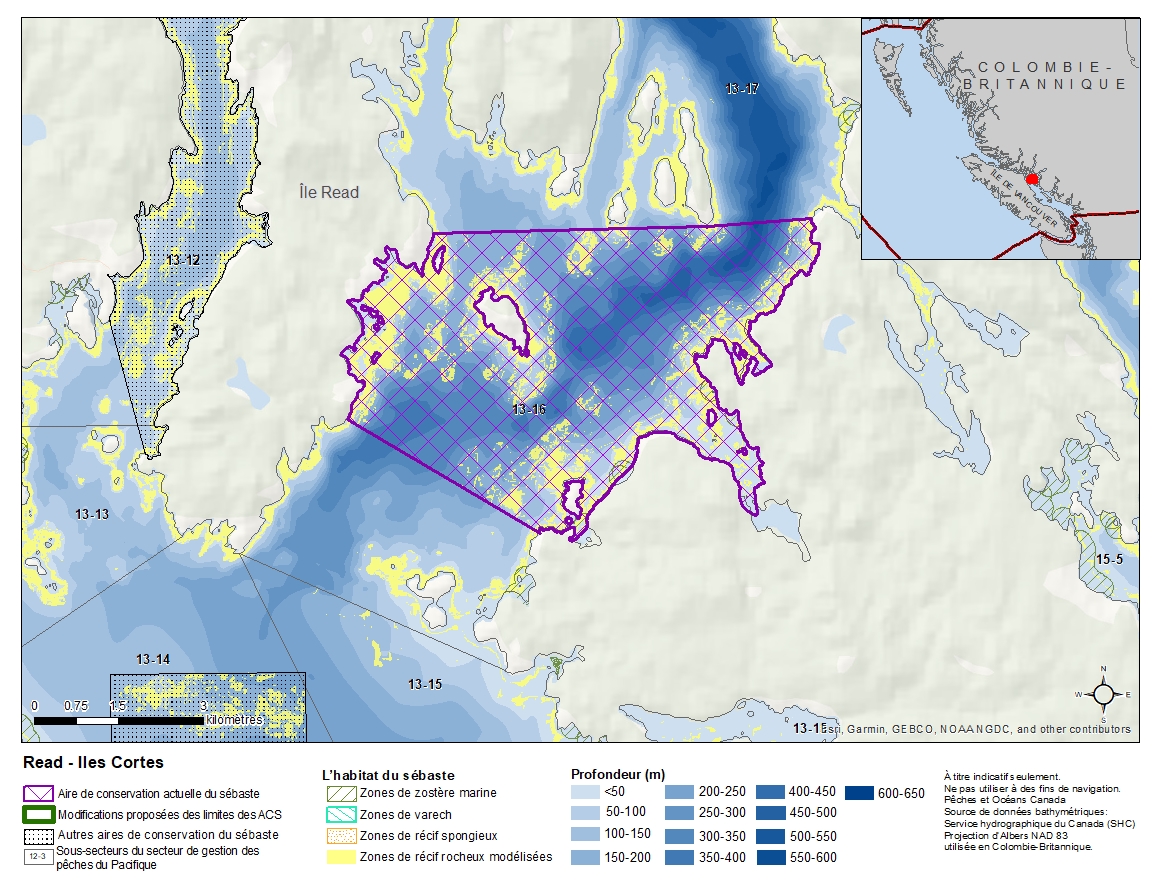 Carte: Limite de l'aire de conservation du sébaste et changements proposées