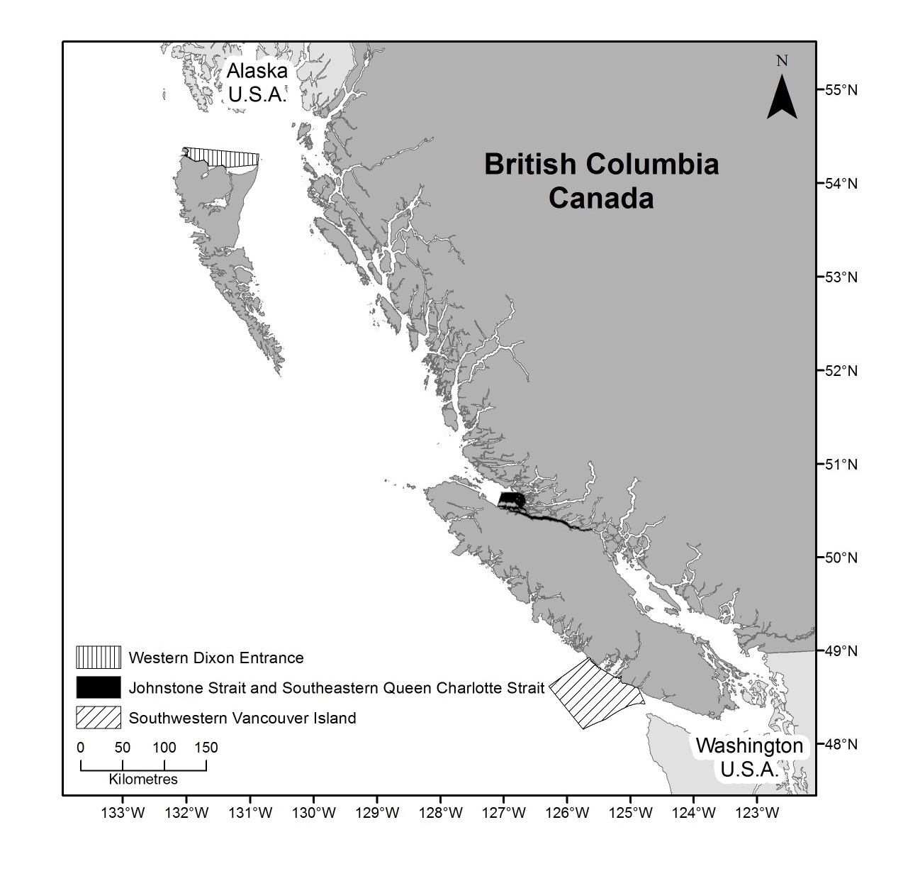 Map: Northern Resident Killer Whale critical habitat