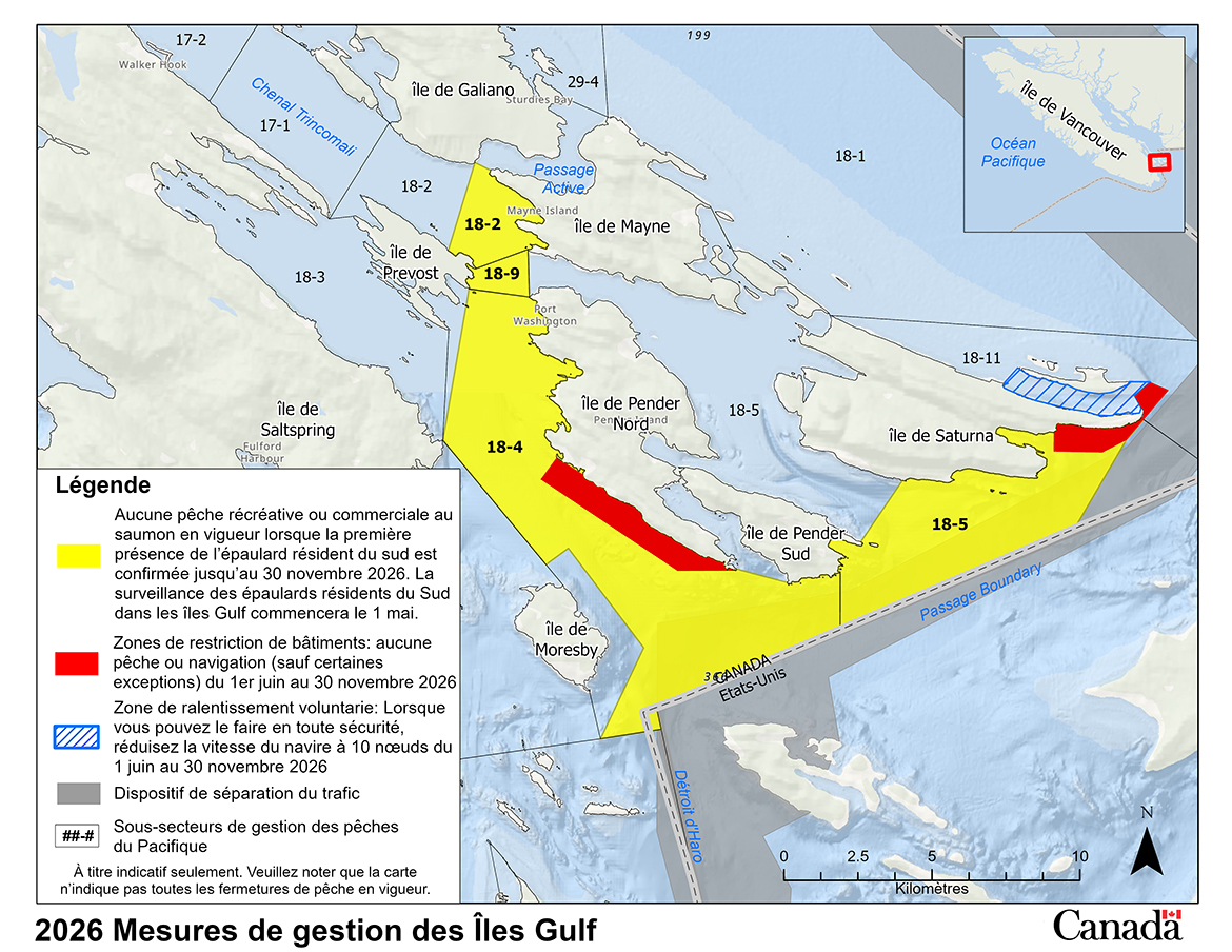 Carte des mesures de gestion dans les Îles Gulf