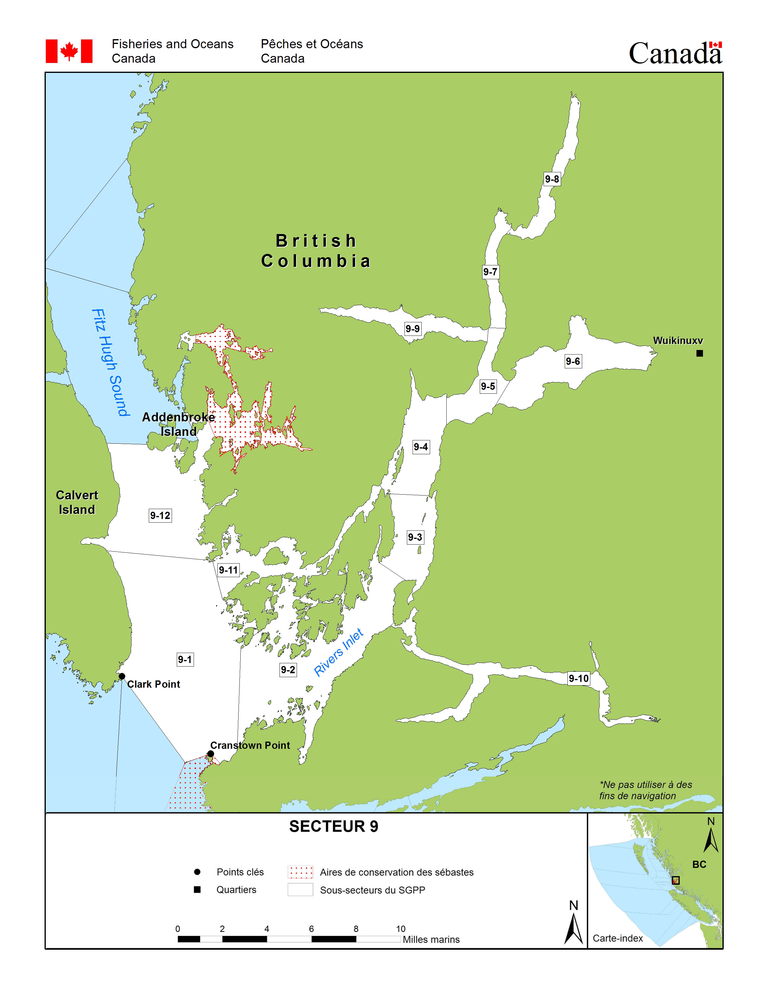 Carte: Secteur de gestion des pêches 9