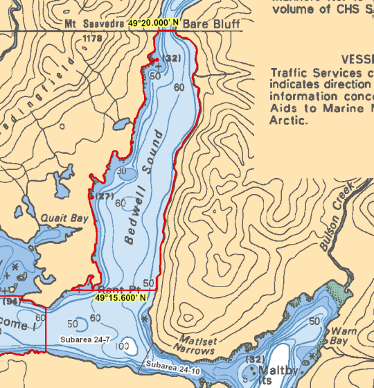 Map - Bedwell Sound