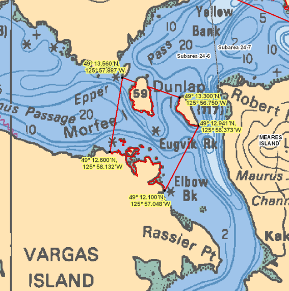 Map - Vargas Island to Dunlap Island