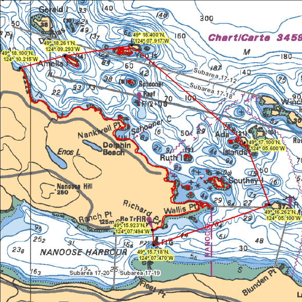 Carte - Baie Nanoose - Baie Schooner