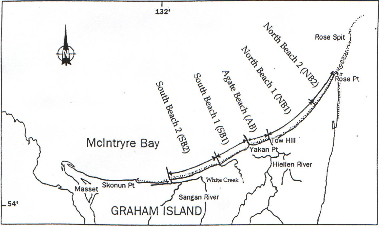 map showing razor clam harvesting area