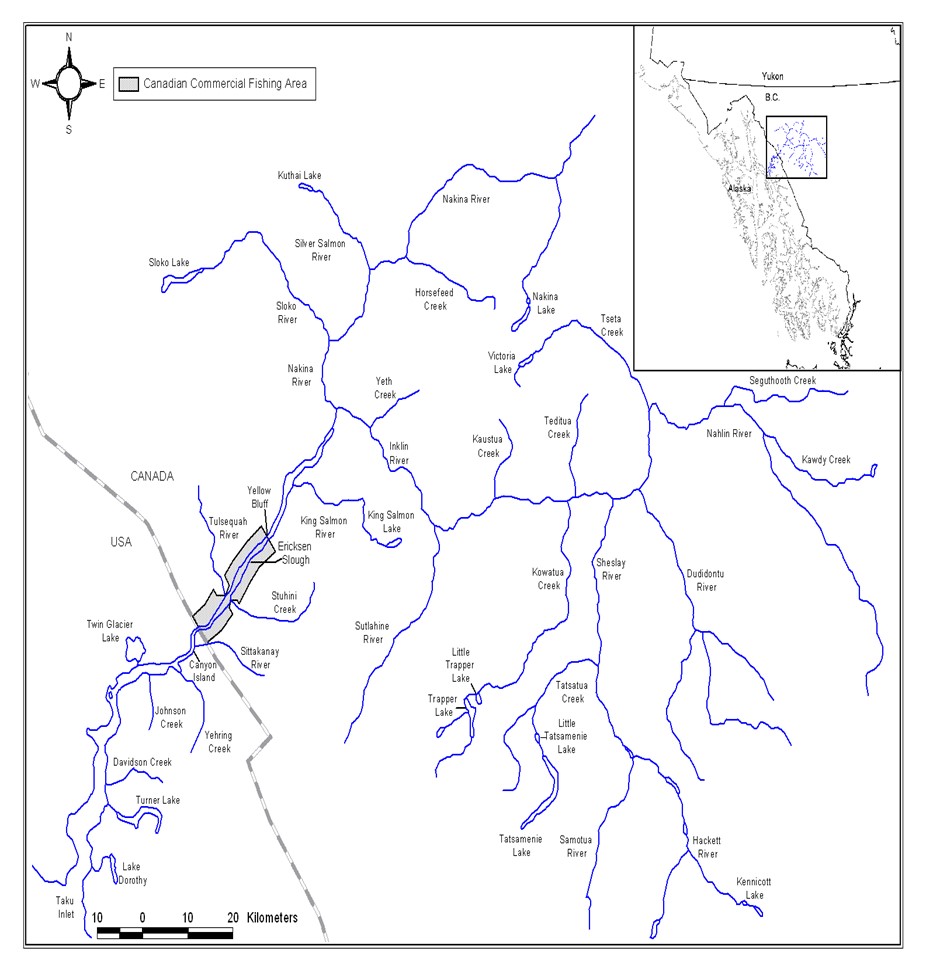 Map of the Taku river watershed