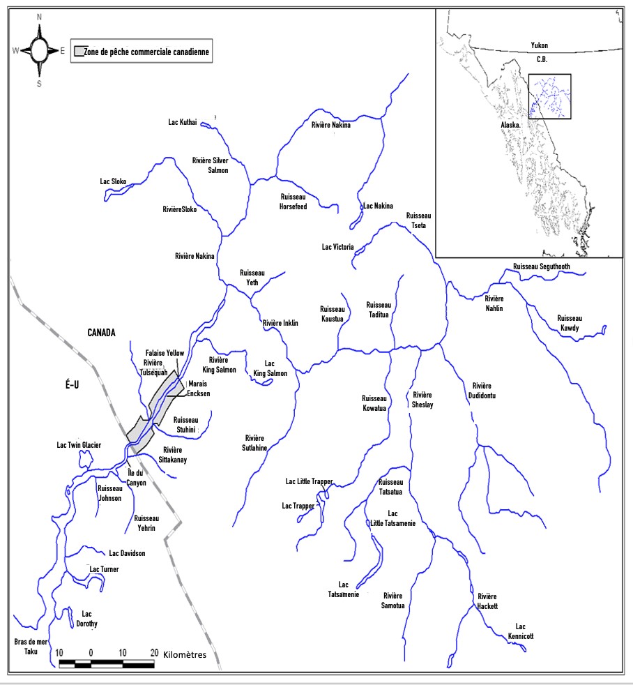 Carte du bassin hydrographique de la rivière Taku 