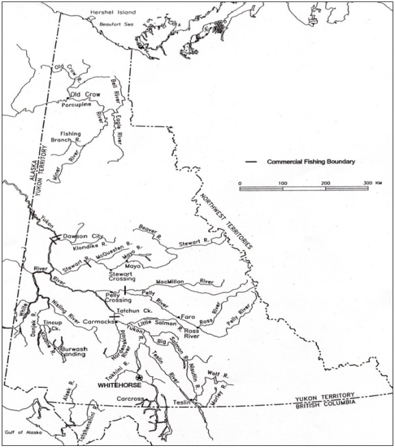 Map: pêcheries du saumon, Yukon River, Y.T.
