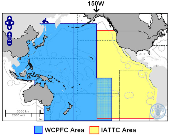 Map: WCPFC/IATTC convention areas
