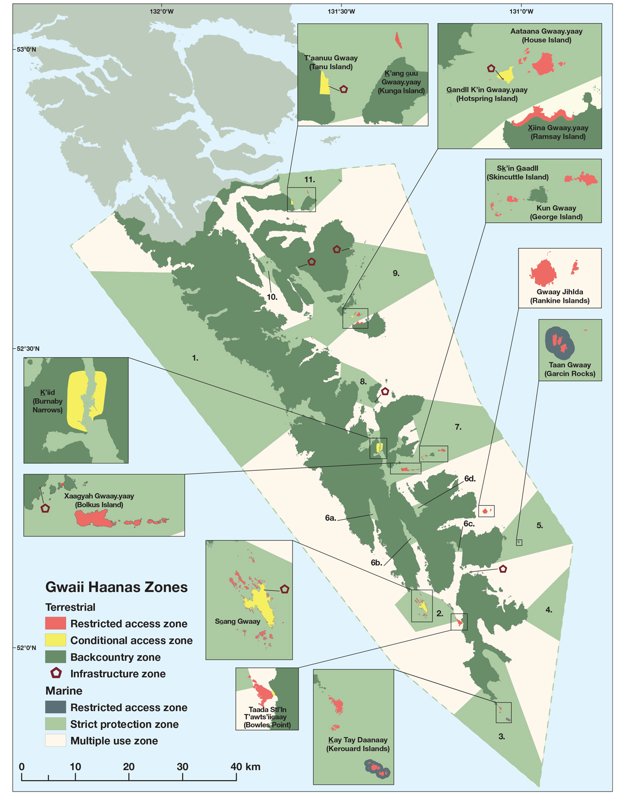 Map: Gwaii Haanas National Marine Conservation Area Reserve and Haida Heritage Site